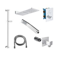 Mereo Shower set with thermostatic concealed push button mixer - 3-way - square cover - Tap