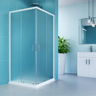 Mereo Shower enclosure, Kora, square, 80 cm, white ALU, glass Grape - Shower Enclosure