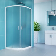 Mereo Shower enclosure, Kora, quarter-circle, 80 cm, R550, white ALU, glass Grape - Shower Enclosure
