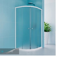 Mereo Shower set made of Kory Lite, quarter circle, 90 cm, white ALU, Grape and drainage trough - Shower Box