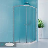 Mereo Shower set from Kory Lite, quarter-circle, 90 cm, chrome ALU, glass Grape and SMC tray - Shower Enclosure