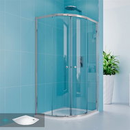 Mereo Shower set made of Kora Lite, quarter-circle, 80 cm, chrome ALU, clear glass and marble trays  - Shower Enclosure