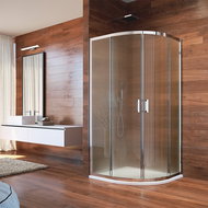 Mereo Shower set LIMA, quarter-circle, 100x190 cm, R 550, chrome ALU, clear glass, marble tray - Shower Enclosure
