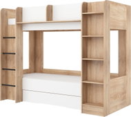 MEBLOCROSS patrová postel Orivar, levá, dub sonoma/bílý - Bed