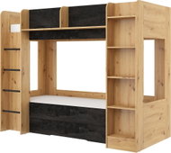 MEBLOCROSS patrová postel Orivar, levá, dub artisan/beton černý - Bed