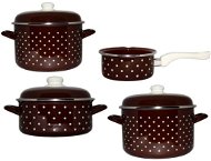 Metalac Enamel set 7pcs, brown dot décor - Cookware Set