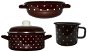 Metalac Enamel Set 4pcs, Brown with White Dots - Cookware Set