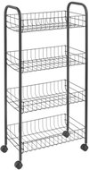 Metaltex Ascona Lava 4-Basket Trolley with Wheels, Matte Black, 41 × 23 × 84cm - Shelving Unit