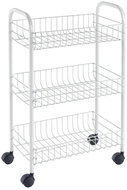 Metaltex 3-Basket Trolley with Wheels SIENA White 41 × 23 × 63cm - Shelving Unit