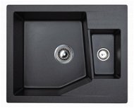 Metalac Granit X Linea M 1,5D dvoudřez s vaničkou, černý - Granitový dřez