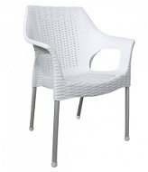 Záhradná stolička MEGAPLAST BELLA polyratan, AL nohy, biela - Zahradní židle
