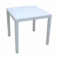 MEGAPLAST RATAN LUX 73x75,5x75,5 cm, polyrattan, fehér - Kerti asztal