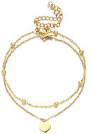 Meucci Dvojitý nastavitelný náramek Visací srdce s kuličkami, gold - Bracelet