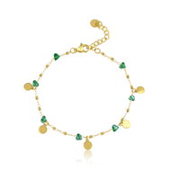 Meucci Náramek s přívěsky zelený, gold - Bracelet