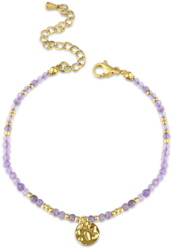 Meucci Adjustable Bracelet with Purple and Gold Beads - Bracelet - Main image