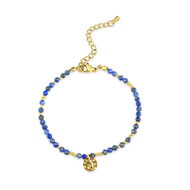 Meucci Nastavitelný náramek s kuličkami modrý, gold - Bracelet