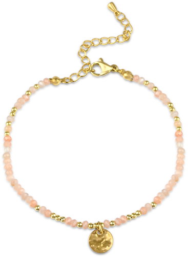 Meucci Adjustable Bracelet with Pink and Gold Beads - Bracelet - Main image