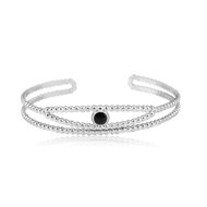 Meucci Otevřený náramek s černým kamínkem - Bracelet