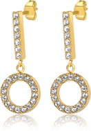 Meucci Visací podélné náušnice kroužky s kamínky gold - Earrings