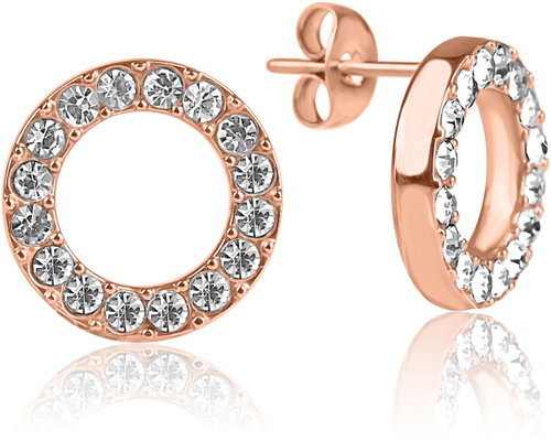 Meucci Rose Gold Hoop Earrings with Stones - Earrings - Main image
