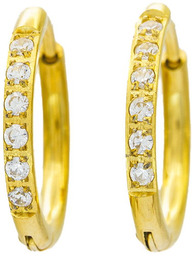 Gold Hoop Earrings with Stones (S4426) - Earrings - Main image
