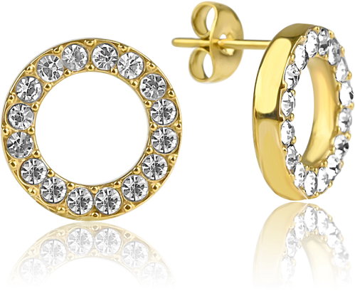 Gold Hoop Earrings with Stones (S7094) - Earrings - Main image