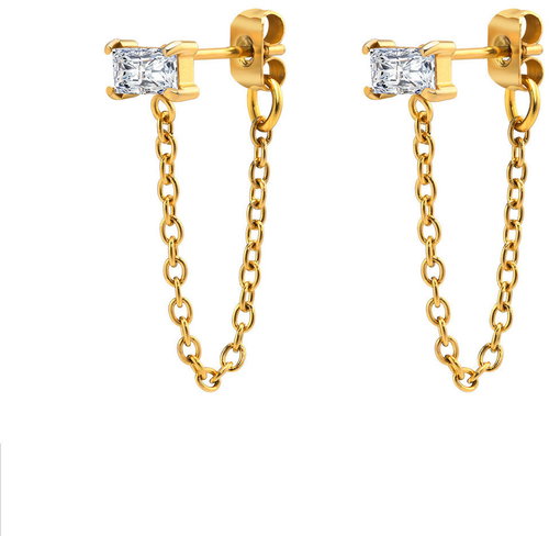 Meucci Gold Chain Earrings with Stone - Earrings - Main image