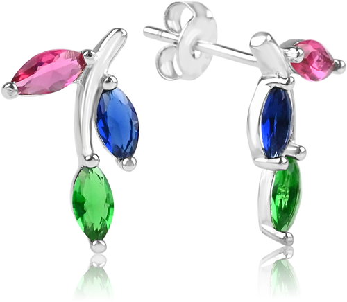 Meucci Silver Earrings Coloured Leaves (Ag 925/1000, 3g) - Earrings - Main image