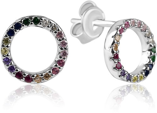 Meucci Silver Earrings Coloured Hoop (Ag 925/1000, 3g) - Earrings - Main image