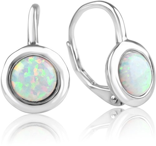 Meucci Silver Earrings White Opal (Ag 925/1000, 3g) - Earrings - Main image