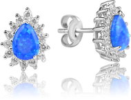 Meucci Stříbrné náušnice Opálové kapky se zirkony, modré (Ag 925/1000, 3 g) - Earrings