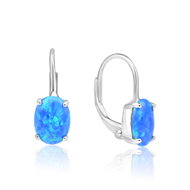 Meucci Stříbrné náušnice oválný modrý opál (Ag 925/1000, 3 g) - Earrings