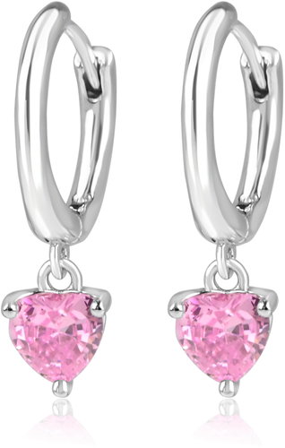 Meucci Silver Earrings Pink Heart (Ag 925/1000, 3g) - Earrings - Main image