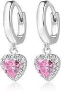 Meucci Stříbrné náušnice Růžové srdce se zirkony (Ag 925/1000, 3 g) - Earrings