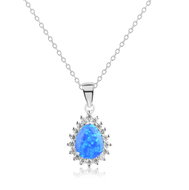Meucci Stříbrný přívěsek OPÁLOVÁ KAPKA se zirkony, modrý, bez řetízku (Ag 925/1000, 3 g) - Charm