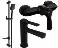MEXEN Saber DF62 Basin and shower mixer set with accessories, black (72104DF62-70) - Shower Set