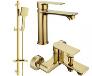 MEXEN Mexen Royo DQ45 Set of basin and bath mixer with accessories, gold (72203DQ45-50) - Tap
