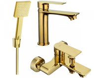 MEXEN Mexen Royo R45 Set of basin and bath mixer with accessories, gold (72203R45-50) - Tap