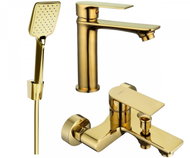 MEXEN Mexen Royo R62 Set of basin and bath mixer with accessories, gold (72203R62-50) - Tap