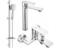MEXEN Royo DQ45 Basin and bath mixer set with accessories, silver (72213DQ45-00) - Tap
