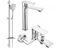 MEXEN Royo DQ62 Basin and bath mixer set with accessories, silver (72213DQ62-00) - Tap