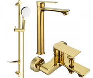 MEXEN Royo DF05 Set of basin and bath mixer with accessories, gold (72213DF05-50) - Tap