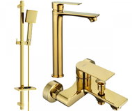 MEXEN Royo DQ45 Set of basin and bath mixer with accessories, gold (72213DQ45-50) - Tap