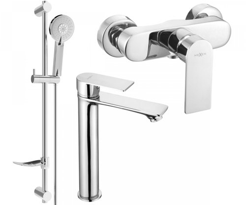 MEXEN Royo DF40 Set of basin and shower mixer with accessories, silver (72214DF40-00) - Shower Set - Main image