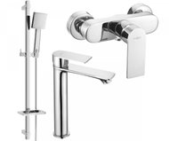 MEXEN Royo DQ45 Set of basin and shower mixer with accessories, silver (72214DQ45-00) - Shower Set