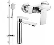 MEXEN Royo DQ62 Set of basin and shower mixer with accessories, silver (72214DQ62-00) - Shower Set