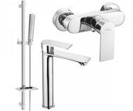 MEXEN Royo DQ72 Set of basin and shower mixer with accessories, silver (72214DQ72-00) - Shower Set