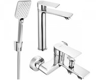 MEXEN Royo R62 Basin and bath mixer set with accessories, silver (72213R62-00) - Tap