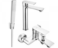 MEXEN Royo R72 Basin and bath mixer set with accessories, silver (72213R72-00) - Tap