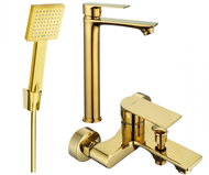 MEXEN Royo R45 Basin and bath mixer set with accessories, gold (72213R45-50) - Tap